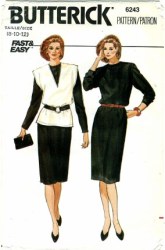 6243 BUTTERICK LOOSE STRAIGHT PULLOVER LONG SLEEVE DRESS, VEST PATTERN 8-12